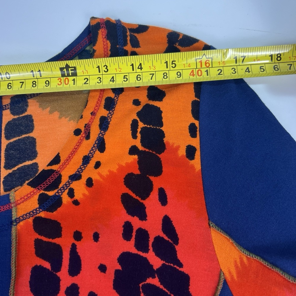 Parsley & Sage Tunic Shirt/Dress Sz L Wearable Art Blue Patchwork Sharkbite Hem - Picture 6 of 14